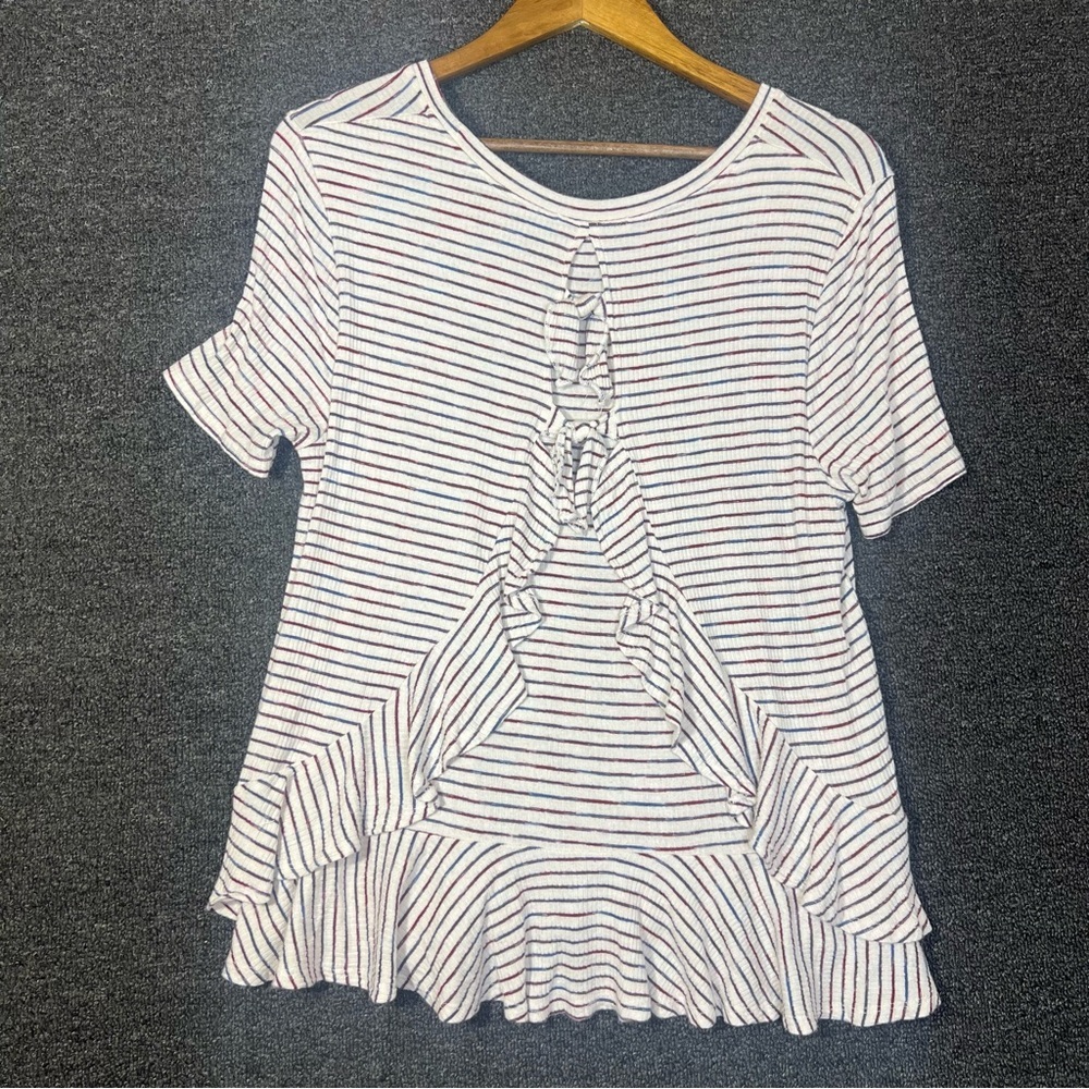 Altar'd State Striped Ruffled Short Sleeve Tee - Picture 6 of 6